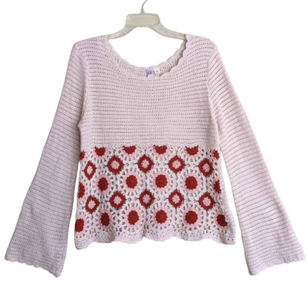 Alya Francescas Granny Crochet Bell Sleeve Sweater